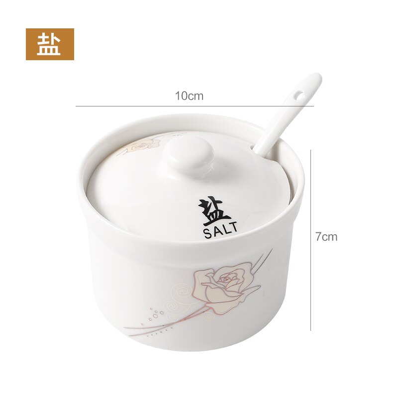 European-style White Porcelain Seasoning Jar Kitchen Utensils Sugar Salt Pepper Jar Storage Bottle Spice Box Ceramic Container