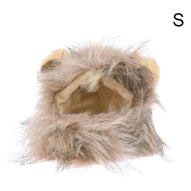 Futrzana czapka dla kota kostium w stylu lwa peruka dla kota Halloween śliczny kostium dla zwierząt z uszami imprezowe zwierze domowe kot akcesoria: C