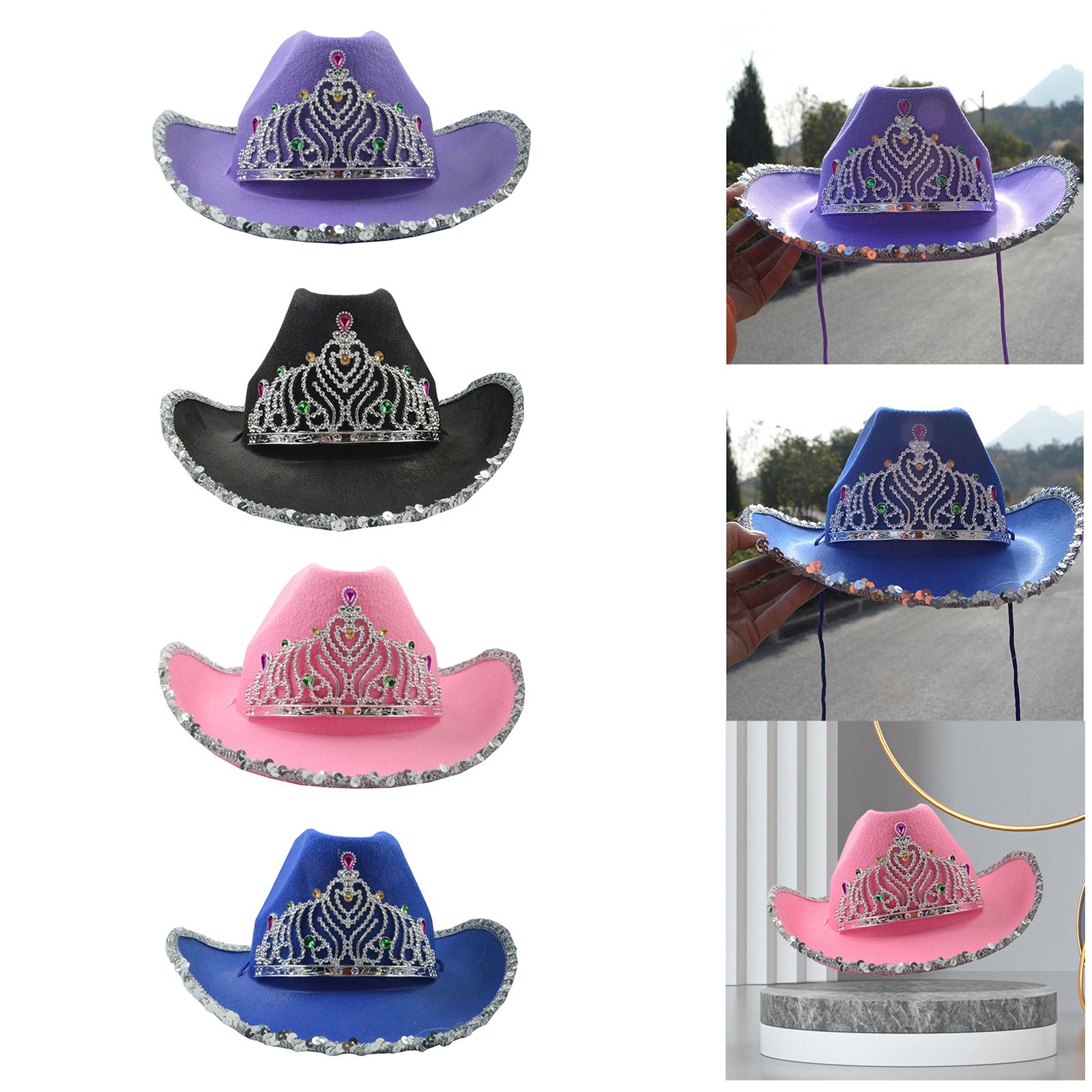 Cowboy Cowgirl Hat with Crown Wide Brim Feather Halloween Theme for Party Accessory Cosplay