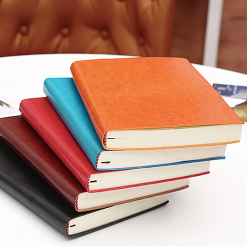 Zacht pu-leren notitieboek,  a5 a6 b5 drie maten, dik dagboek, notitieboek, effen kleur, agenda, planner, notitieblok