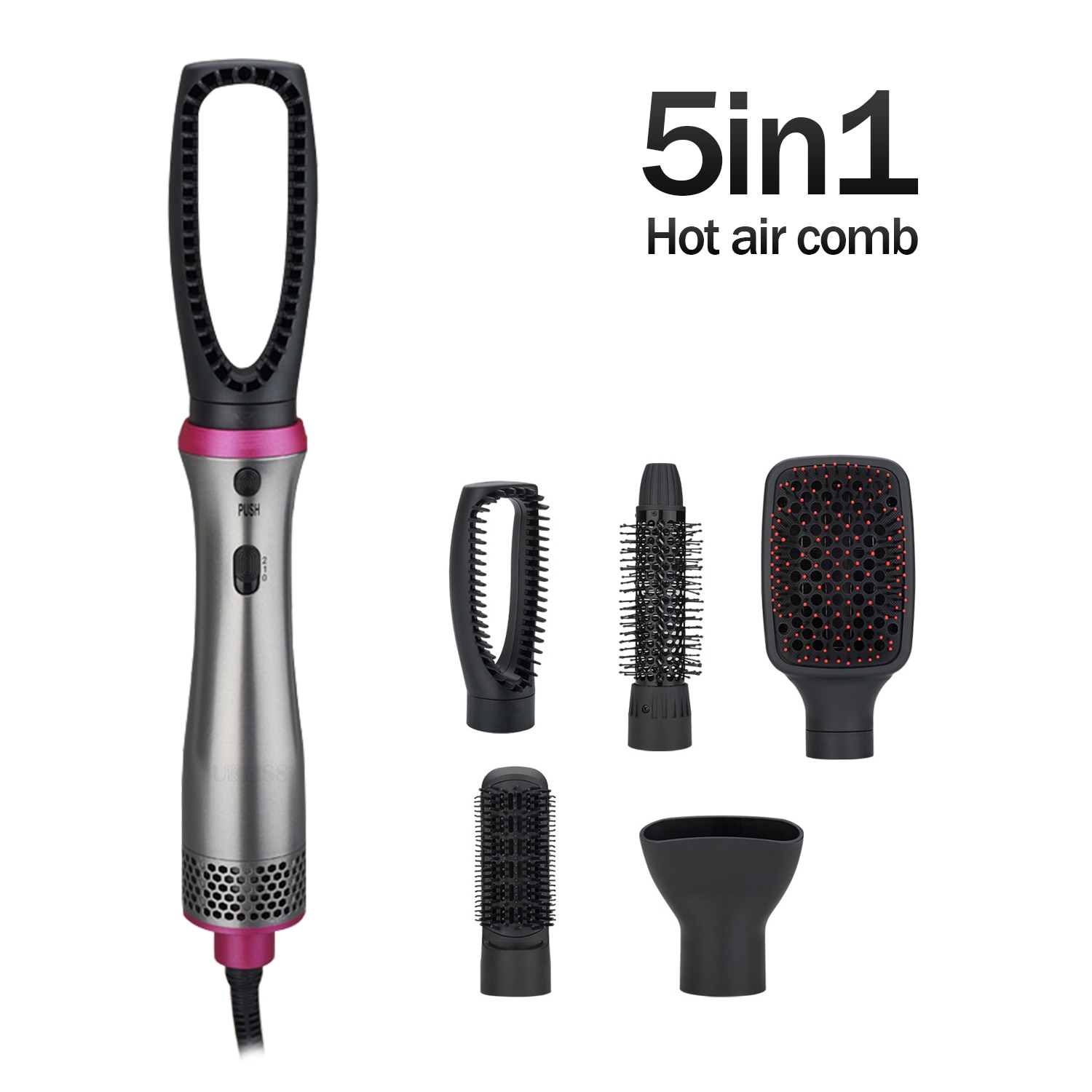 Multifunctional Hair Dryer 5 in 1 Rotating Air Brush Hair Blow Dryer Comb Blower Brush Ceramic Hair Curler Straightener Comb