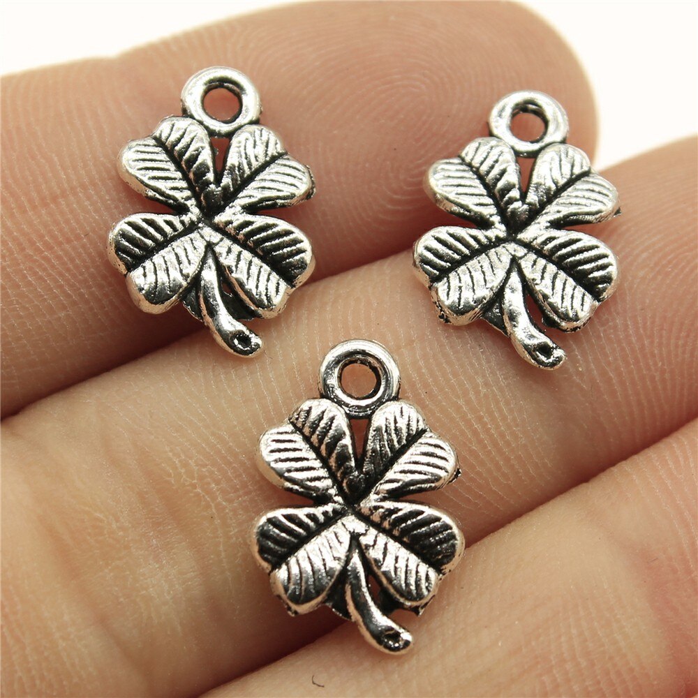 40pcs 17x11mm 3 Colors Lucky Irish Four Leaf Clover Charms DIY Handmade Jewelry Pendant