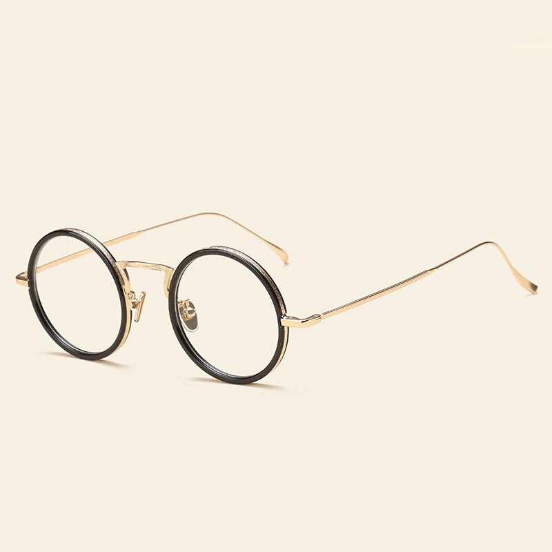 49248 Retro Round Plastic Titanium Glasses Frames Ultralight Men Women Optical Computer Glasses: C1Black