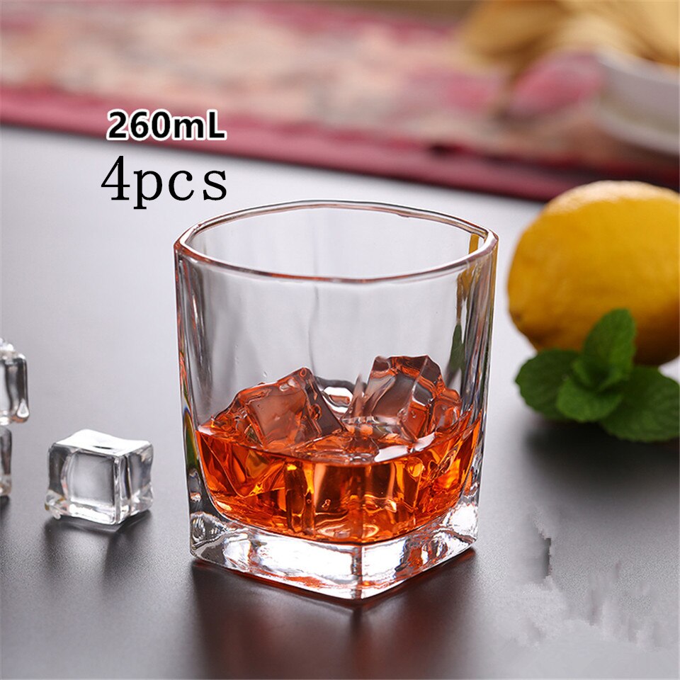 4pcs Transparent Crystal Glass Cup for Whiskey Wine Vodka Bar Club Spirits Wine Glass Cup Beer Wine Glass Brandy Cup: A03