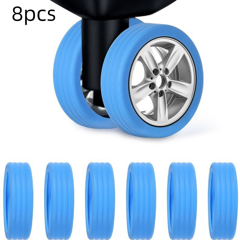 8 stücke Gepäck Rolle Abdeckung Silikon Stille Wagen Rad Schutzhülle Koffer Räder Schutz Reise Gepäck Zauberer Schuhe: Blau