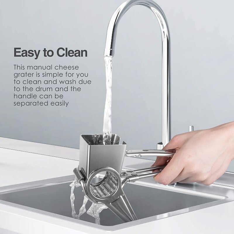 Rotary Cheese Grater-Stainless Steel Cheese Grater Shredder Cutter Grinder for Cheese Vegetable Nuts Chocolate and More