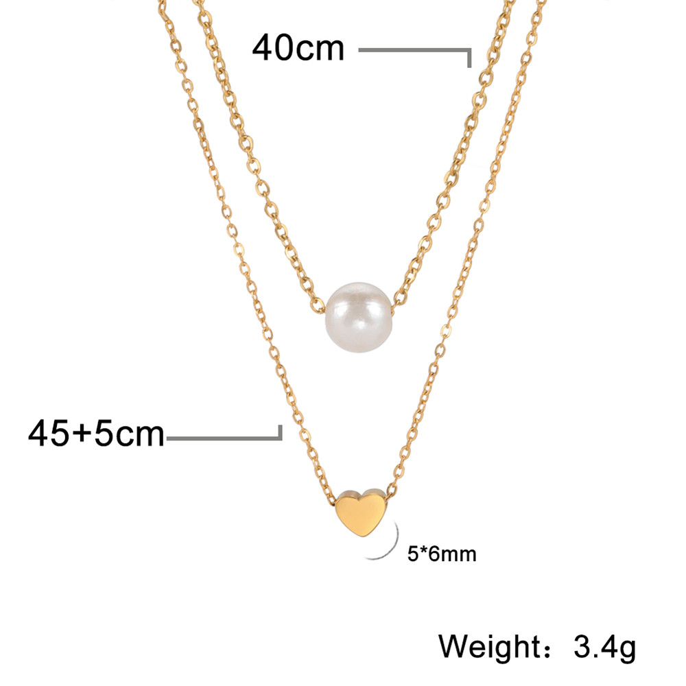 Skyrim Tiny Heart Choker Necklaces Stainless Steel Double Layered Beads Chain Necklace Women Aesthetic Jewelry Mother Day: MULTI