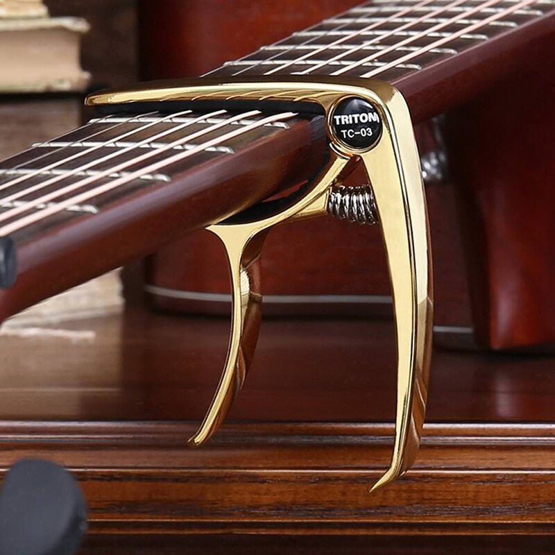 Accesorios universales para guitarra Capo, llave de cambio rápido, Metal de aleación de aluminio, cejilla para guitarra clásica acústica, piezas para guitarra: Local gold