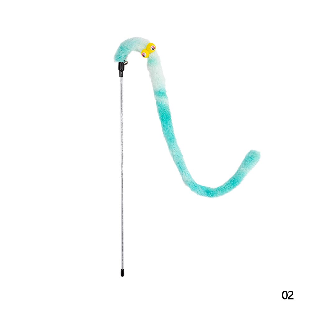 Caterpillar Funny Cat Stick Interactive Cat Toy Feather Cat Teaser Wand Cat Toys Colorful Rod Teaser Cat Supplies Cat Accessory: 02