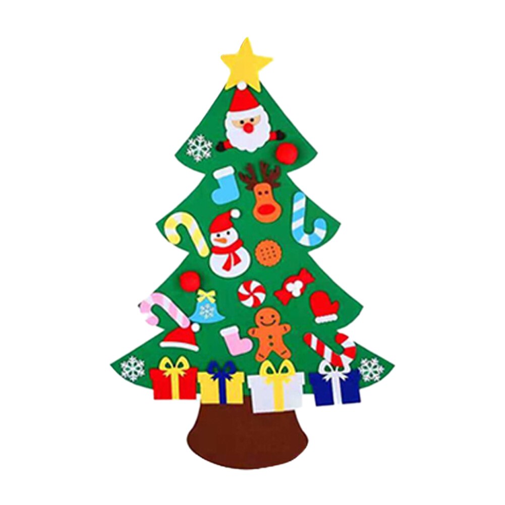 Vitrina de decoración de árbol de Navidad, fieltro artesanal con adornos desmontables, de Navidad para chico, perchero, decoración para puerta y pared