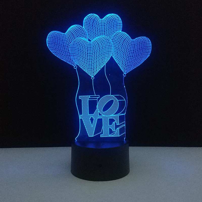 I LOVE YOU 3D LED Sweet Lover Heart Shape Glow in the dark for Valentine's Day Christmas Home Decor