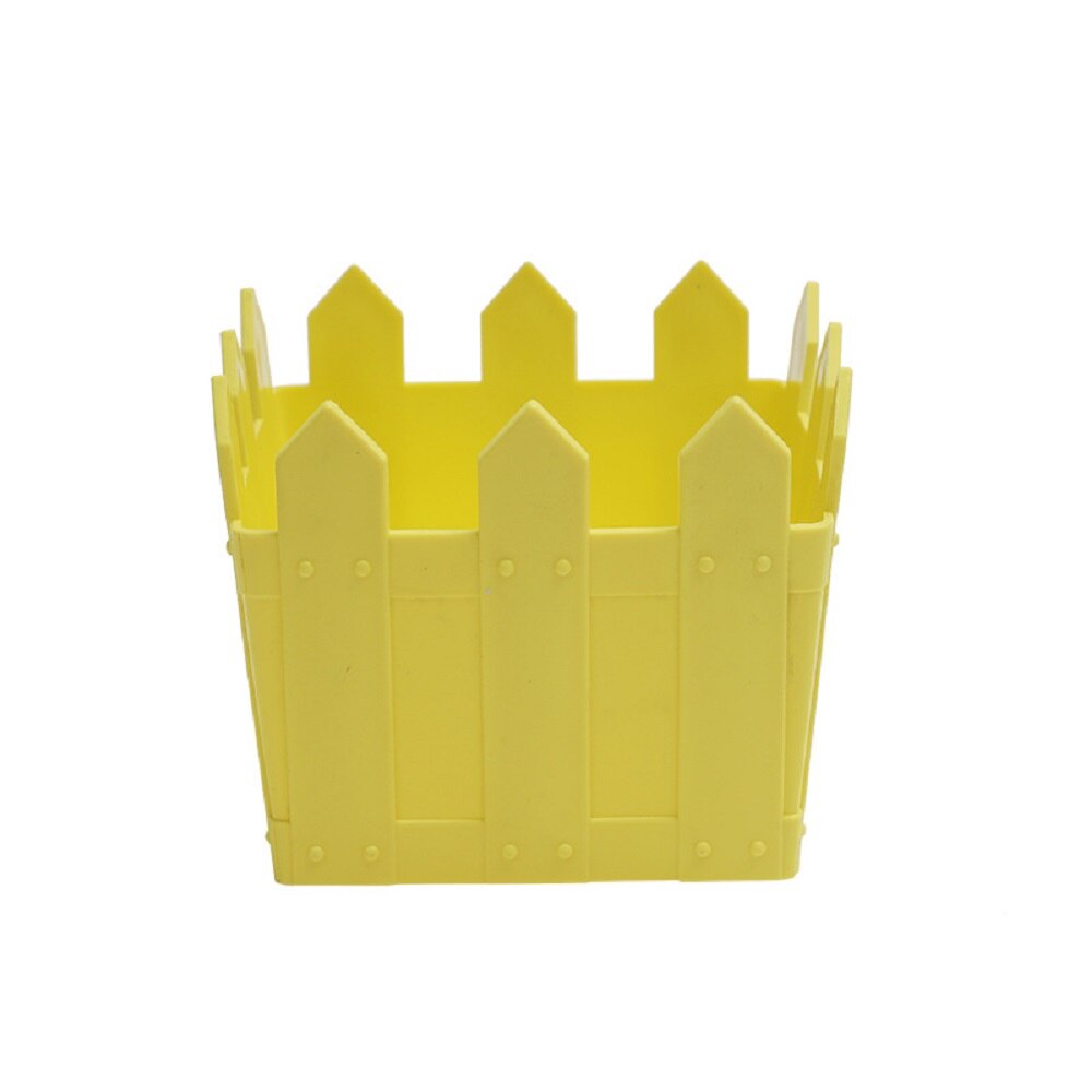1Pcs Wooden trough flower pots gardening decoration succulent flower pot resin plastic small flower pot: Yellow