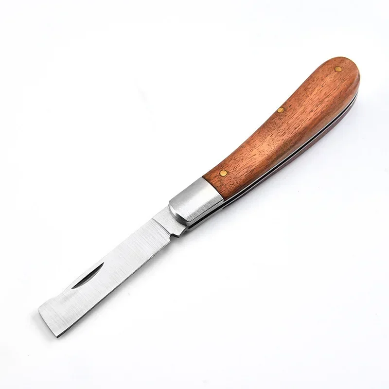 Folding Grafting Knife Grafting Tools Grafting Pruning Knife Garden Fruit Tree Grafting Cutter Wooden Handle Knife: Gold