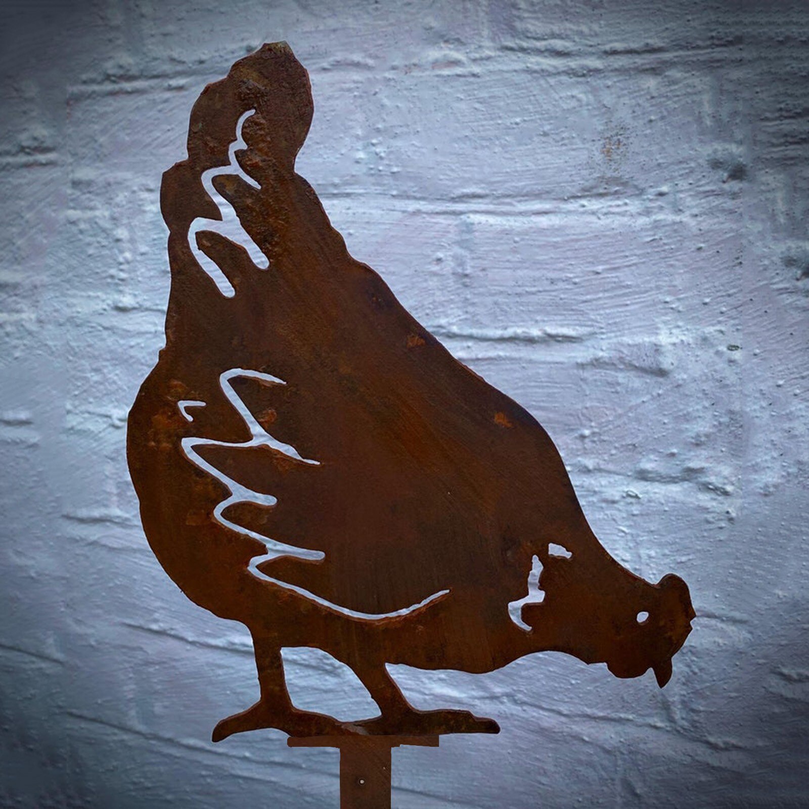 Chicken Decorative Stakes Garden Art Decor Exterior Metal Hen Pecking Farm Animal Garden Stake Yard Art Ornament Jardineria