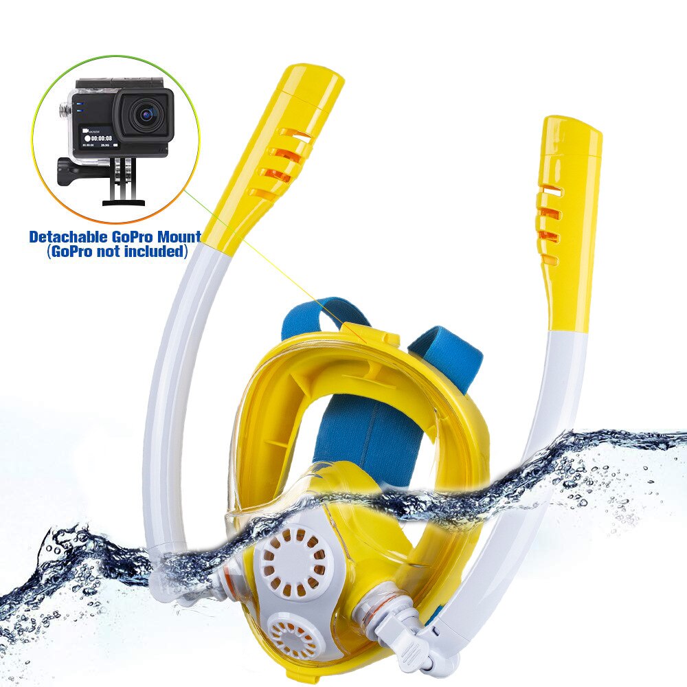 Wentsen Children snorkeling mask full dry silicone swimming glasse for kids boy and girls diving mask double breathing tube