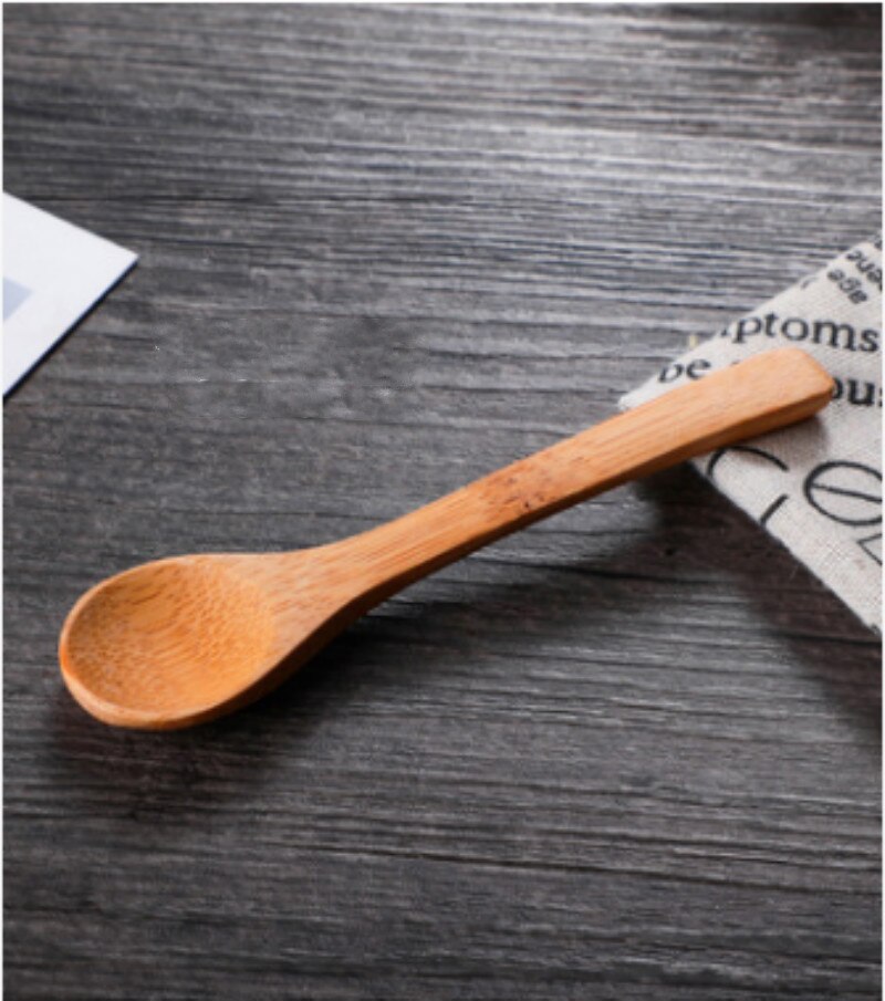 Hamer Glas, Bamboe En Hout Dressing Box Set Voor Huishoudelijke Keuken Zout Pot Kruiden Fles Container Set: Wooden spoon