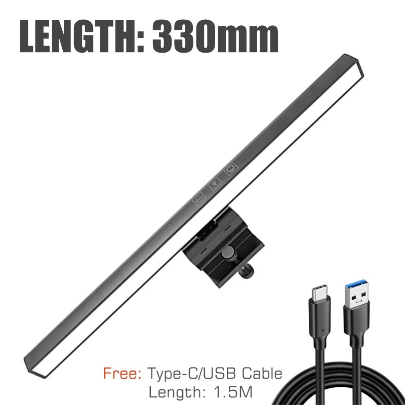 Lâmpada de mesa para cuidados com os olhos, 50cm, led, computador, monitor, tela, barra de luz, escurecimento contínuo, leitura, alimentado por usb, lâmpada de mesa suspensa: Bege