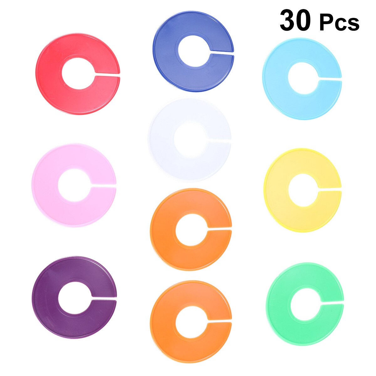 30 Pcs Plastic Clothing Size Dividers Round Closet Dividing Rings Convenient Clothes Sorting Ring (Mixed Patter)