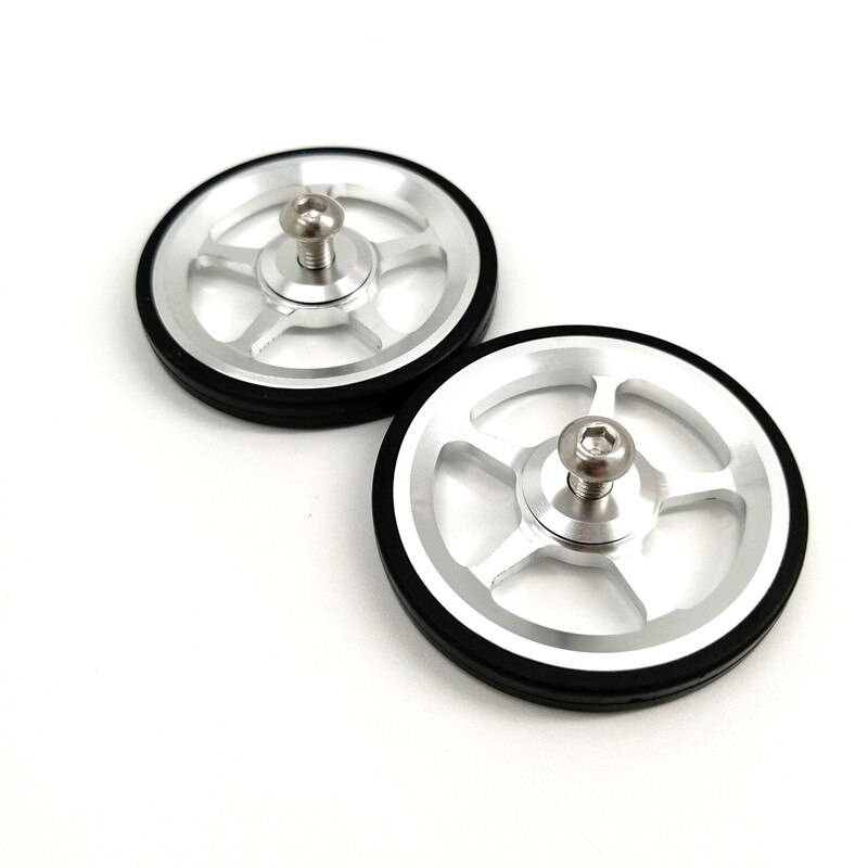 Brompton Rear Rack Easywheel 60mm Aluminum Alloy Easy Wheel Folding Bike Cargo Racks Accessories: Silver  1Pair