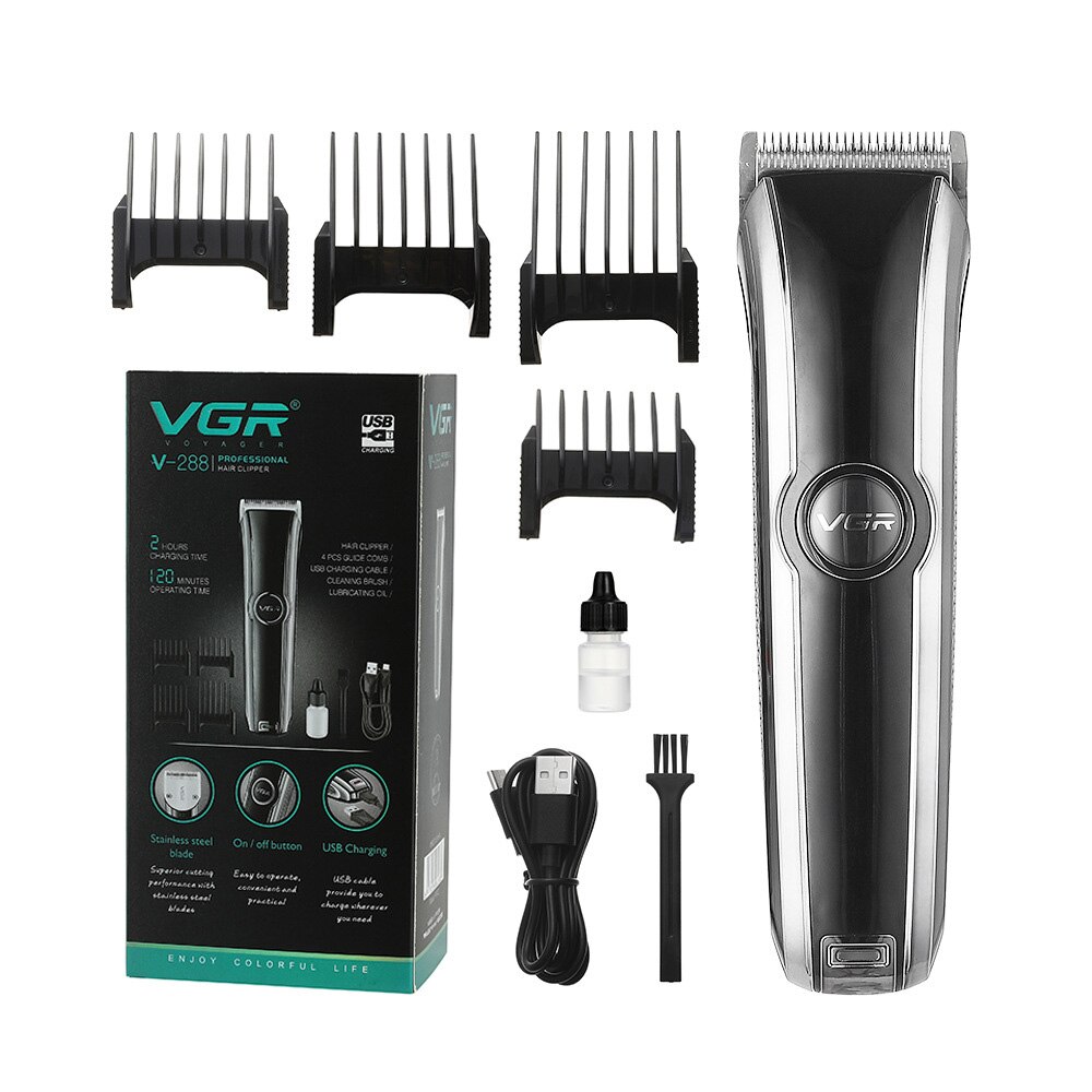 VGR V-288 Electric Hair Clipper USB Charging Portable Mini Stainless Steel Cutter Head Hair Shaver: Default Title