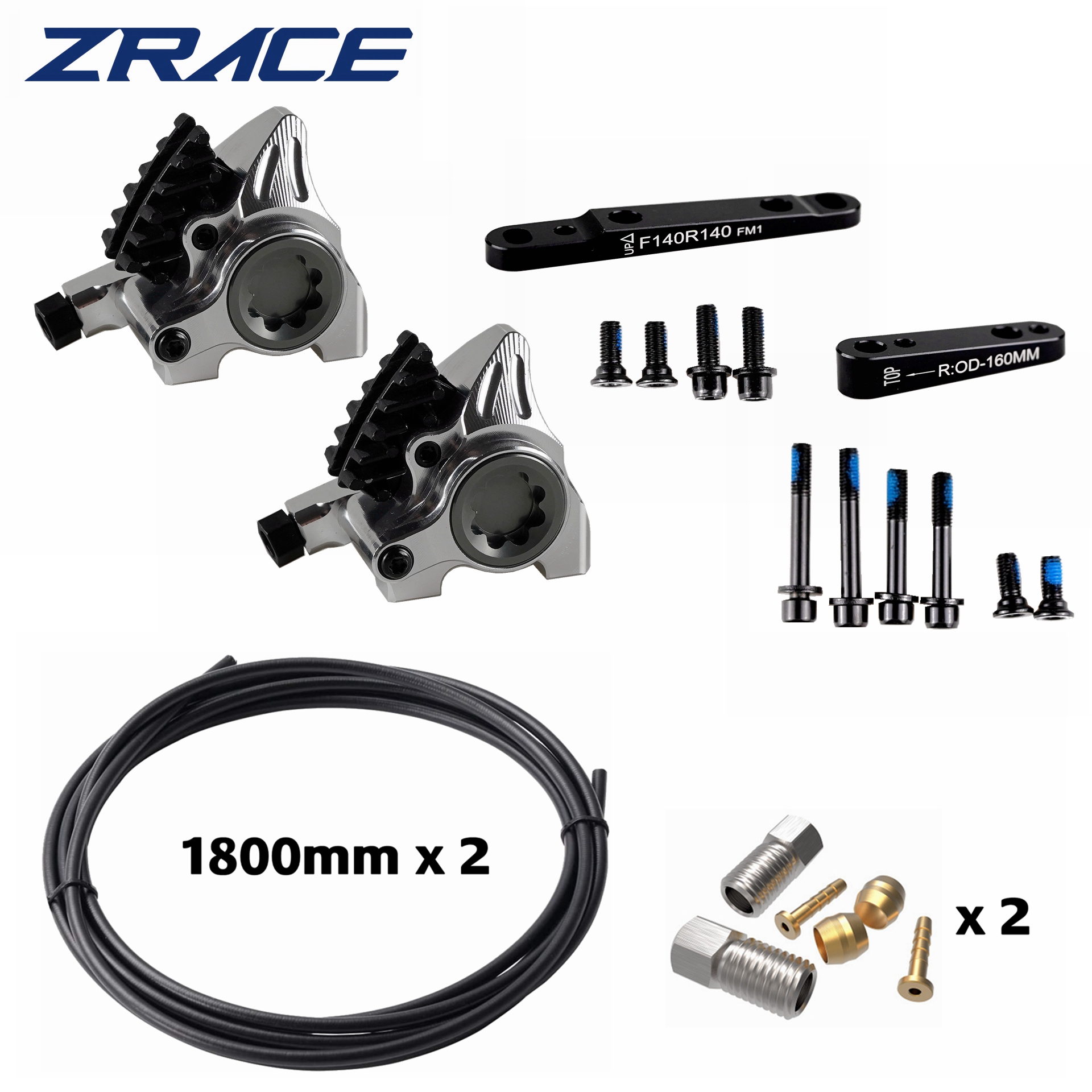 Pinza de montaje plano ZRACE XG, freno hidráulico de carretera, pastillas ICE-TECH, carrera BMX, peso ligero CNC completo: Azul