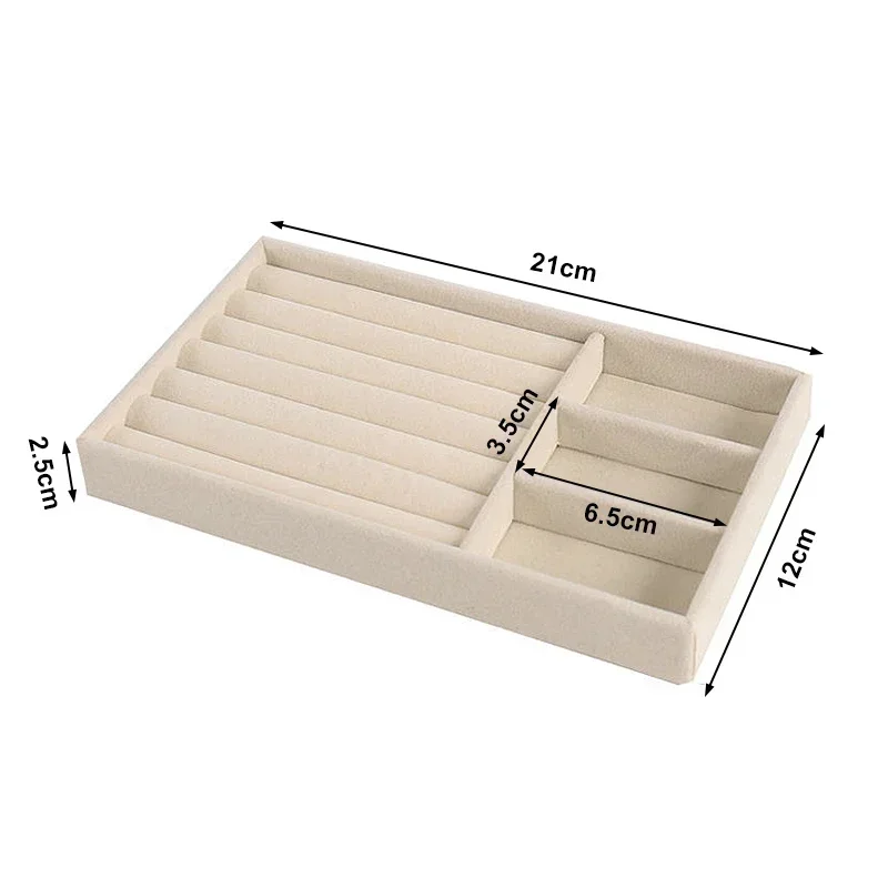 Velvet Jewelry Accessories Display Organizer Desktop Makeup Storage Box Earring Bracelet Ring Brooch Classification Drawer Tray: Pink