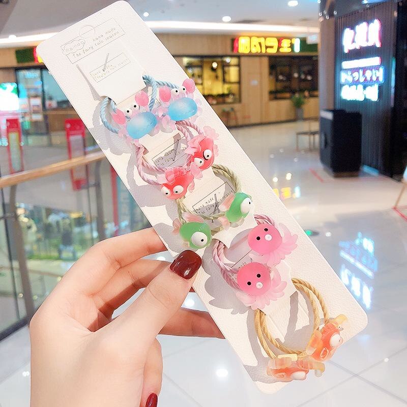 10 pièces/sac mignon dessin animé Fruit fleur élastique cheveux élastiques pour enfants enfants filles Scrunchie cravate cheveux anneau corde accessoires: Undersea animal