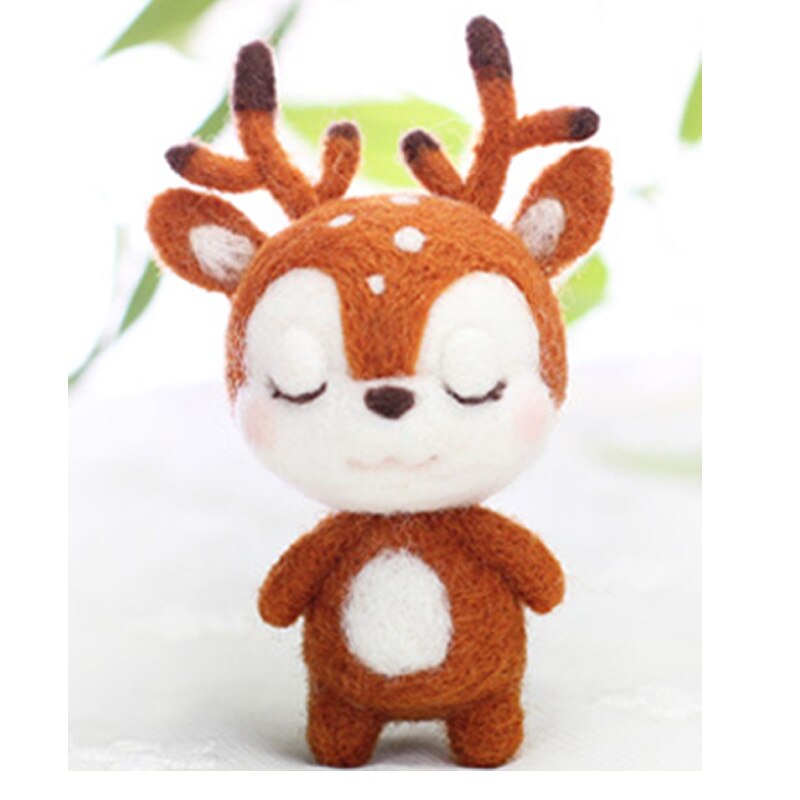 1 set wool for Felt DIY Package, elk, moose, wapiti,deer needle felting, Shiba Inu Set animals feutre