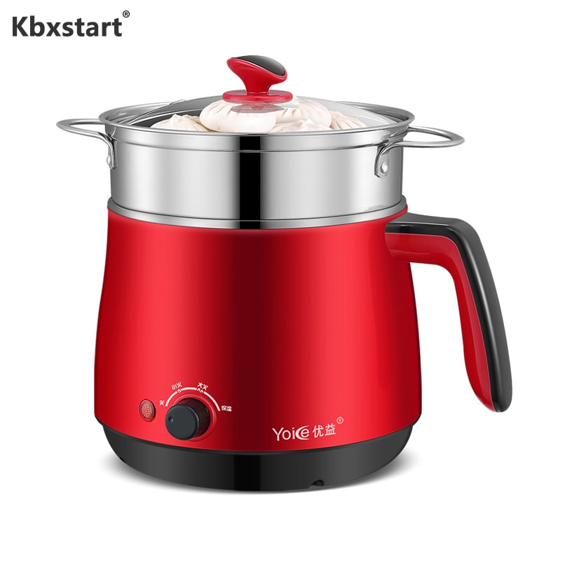 Kbxstart 220V 1.5L Multifunction Electric Cooking Pot Skillet Noodles Rice Cooker Thermal Insulation Mini Dormitory Pot 600W