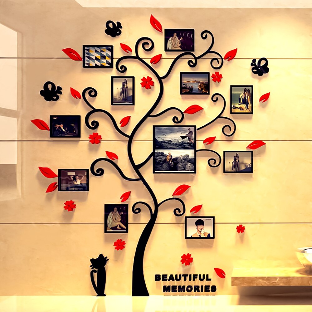 3d akryl krystal wallstickers stue soveværelse hyggelige billeder træ stickers 82.4cm*100cm /156cm*190cm: Rød / 82.4 x 100cm