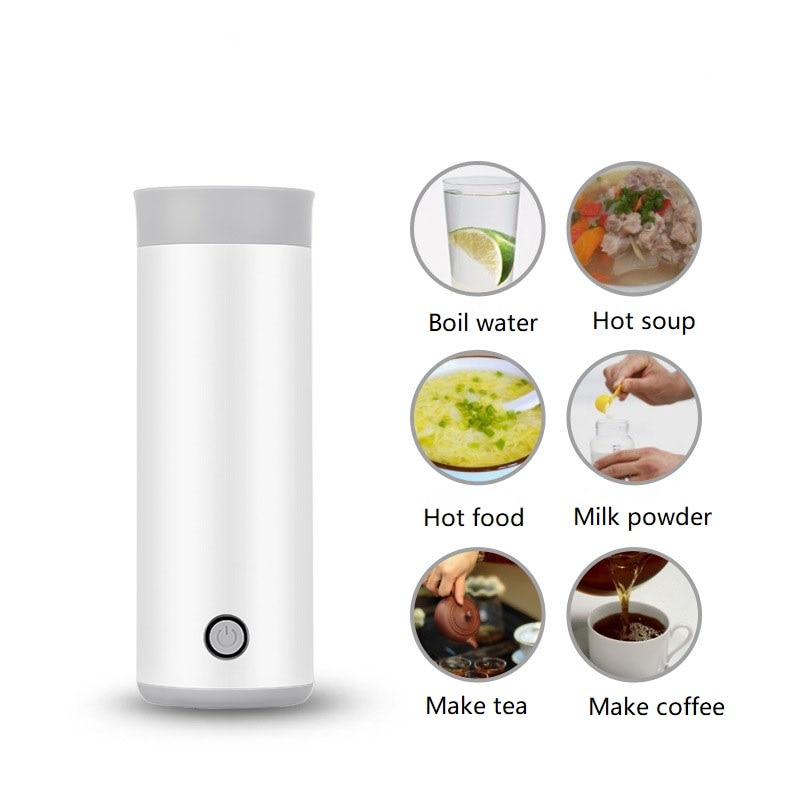 Draagbare Reizen Elektrische Waterkoker Mini Thermosfles Smart Theepot Verwarming Cup Melk Kokend Eierkoker Rvs Metalen Fles