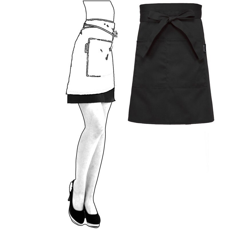 Kitchen Restaurant Chef Uniform Cook Chili Apron Polyester Oil-proof with Pocket Waterproof Bakery Wear Chef Costumes Apron: black short