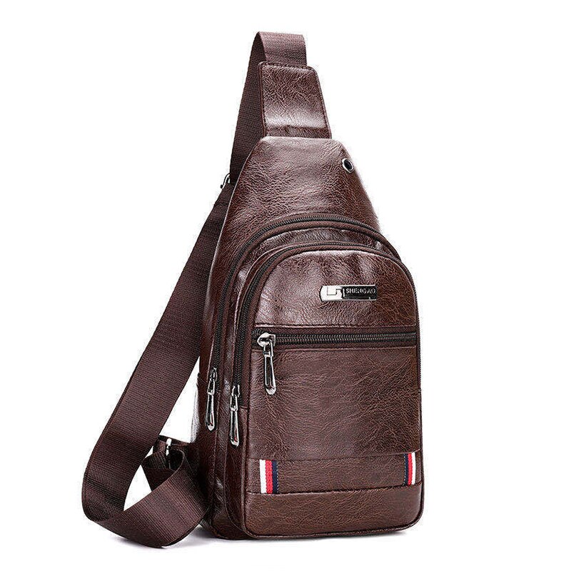 waterproof Male Chest bag Leather Crossbody Bags High Capacity Chest Bag Travel Shoulder Pack For Men Bolsos: Style C-3