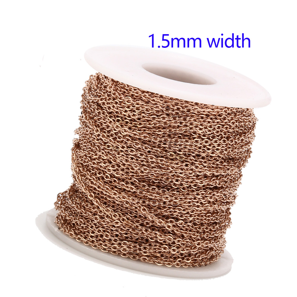 2 Meters Stainless Steel Rose Gold/Gold Link Chain Necklace Bulk Cable 2mm Width for Jewelry Making Findings DIY Supplies: Light Pink