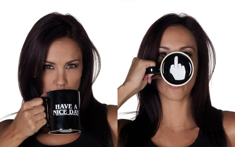 Funny Flip off Ceramic Middle Finger Drink Cup Have A Nice Day CUP Personality Coffee Milk Tea Drink Office # Tracking