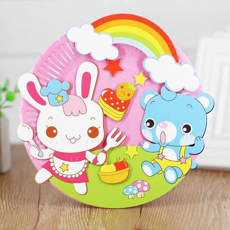 24 Models 3D Handmade Toys DIY Paper Plate Sticker Material EVA Sticker Kids Kindergarten Art Craft Educational Children Toys
