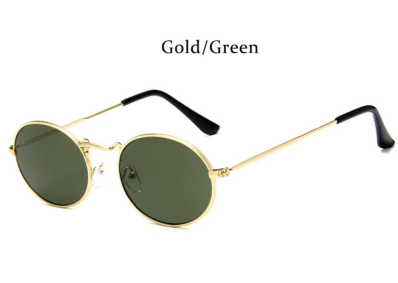 Leonlion Vrouwen Zonnebril Retro Metalen Ovale Zonnebril Mannen Zonnebril Vintage Vrouwelijke Shades: Gold Dark Green