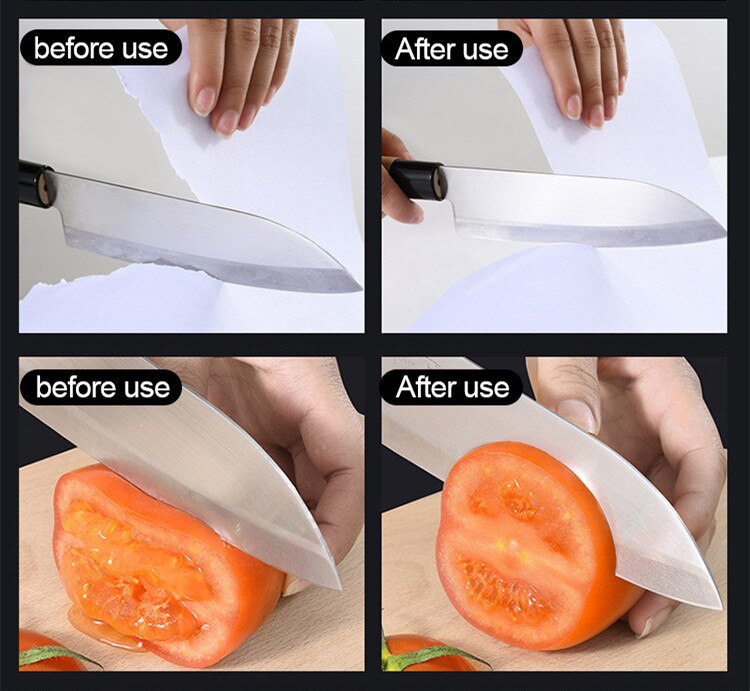 Easy and Fast Kitchen Knife Sharpener,Hone,Sharpens, Beveled, Polishes Dull, Serrated, Standard Blades & Chef's Knives