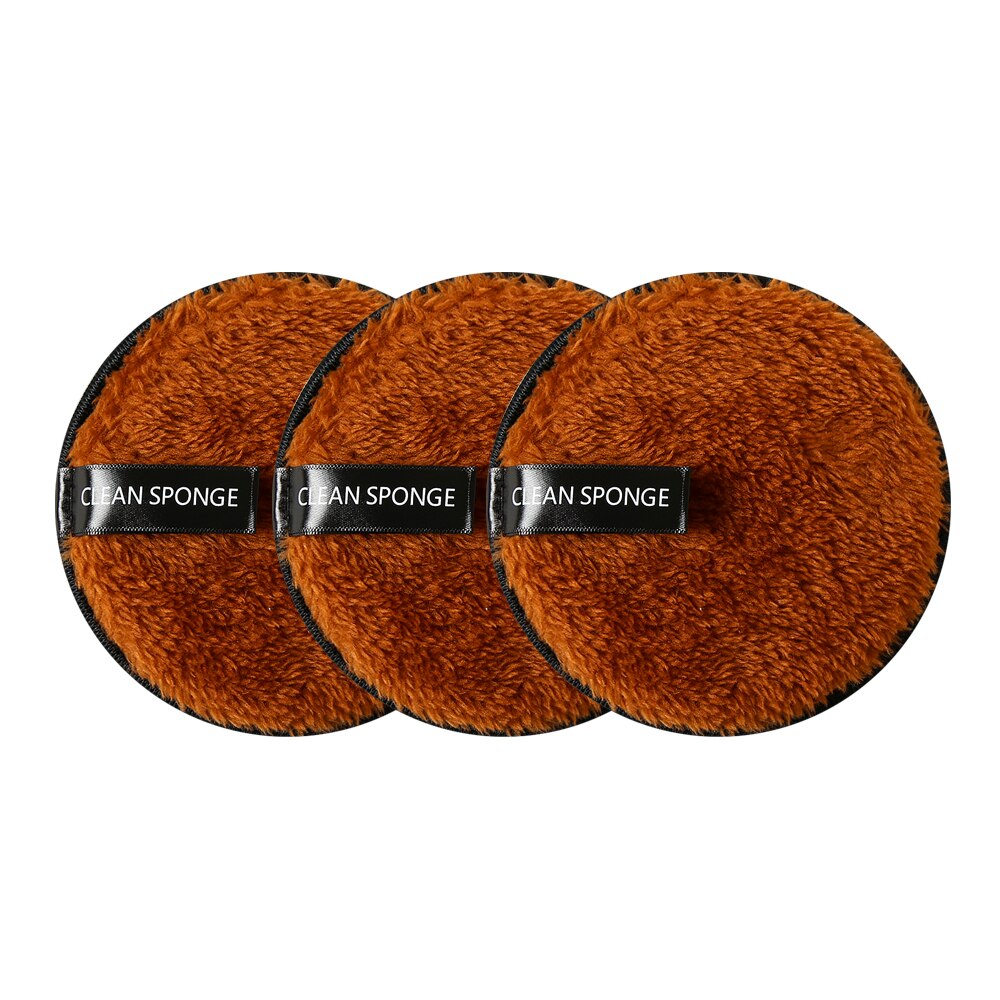 4Pcs Microfiber Cloth Pads Facial Makeup Remover Puff Face Cleansing Towel Reusable Cotton Double Layer Nail Art Cleaning Wipe: 3pcs-brown