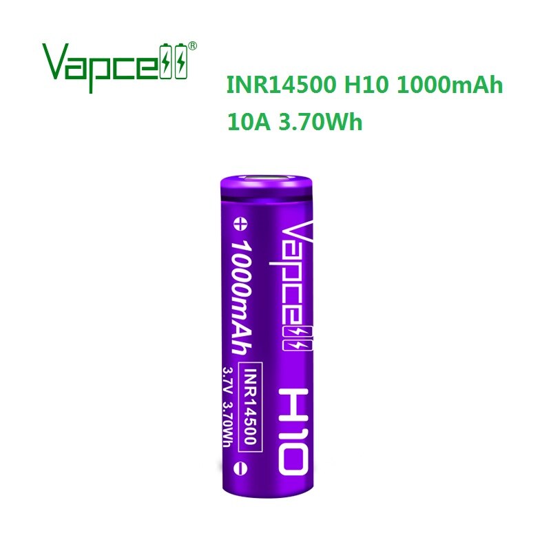 QZ Vapcell INR14500 1000mah 10A H10 3.7V 14500 lithium battery for flashlight/power tools