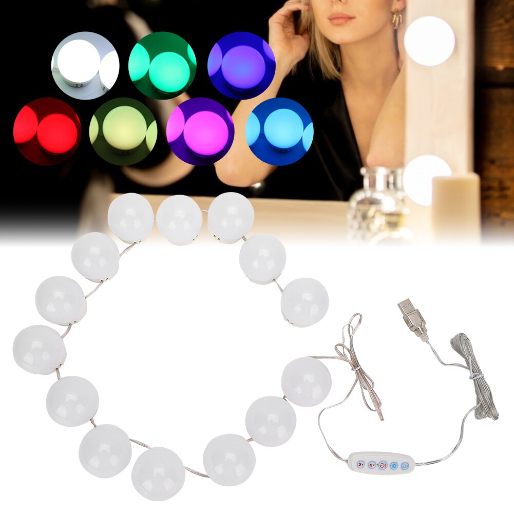 LED Cosmetic Mirror Light Bulb USB Charging Dressing Table Light DimmerSwitch Vanity Light Pocket Mirror For Dressing Table