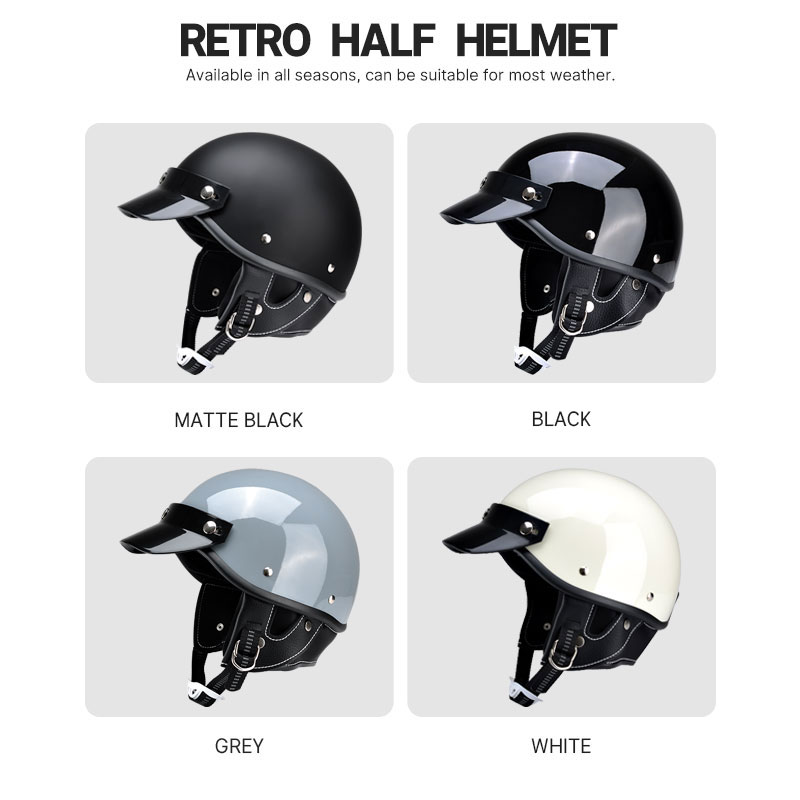 Retro Motorcycle Half Helmet Man Women Casco Moto Motocross Safety Cap Four Seasons Japanese Electric Motorbike Open Face Helmet
