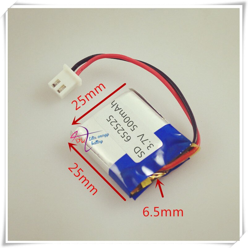 Li-po XHR-2P 2.54 500 mAh 652525 3.7 V lithium polymeer batterij MP3 punt lezen pen afstandsbediening