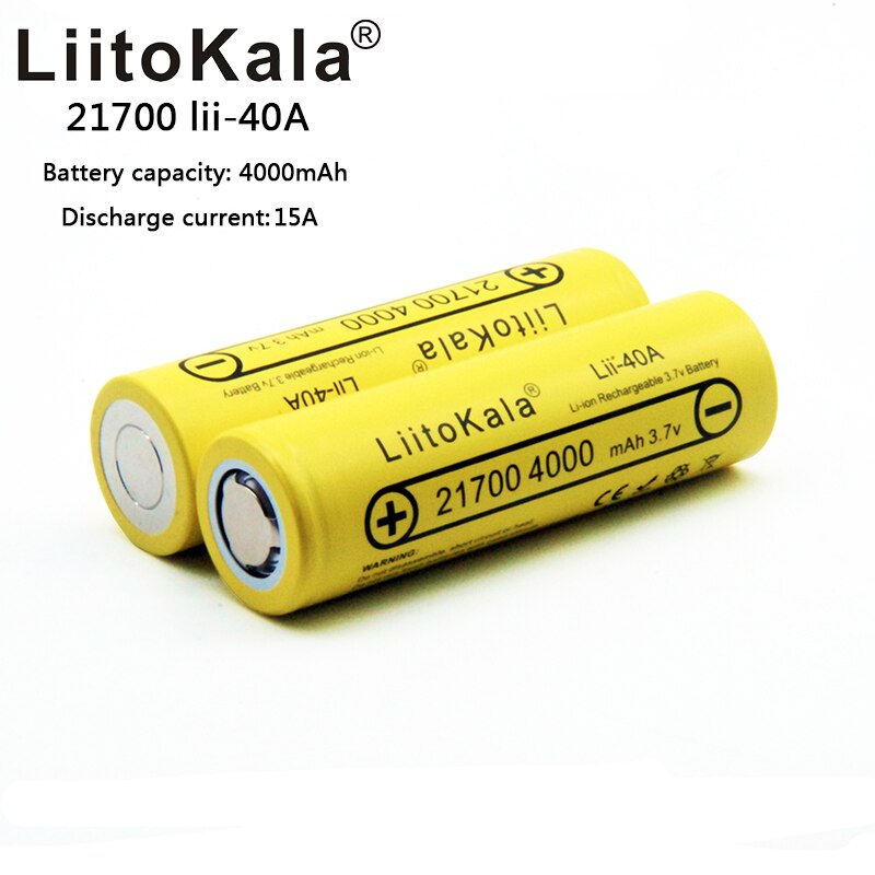 LiitoKala-Batería de Lii-40A de alta potencia, 21700, 4000mah, 3,7 V, 10C