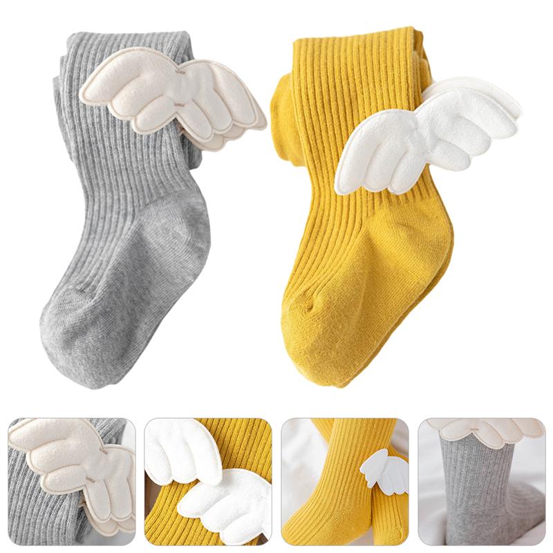 2 paia di Primavera Autunno Bambini Collant Lavorato A Maglia Lungo Calzini E Calzettoni Ali di Angelo ghette