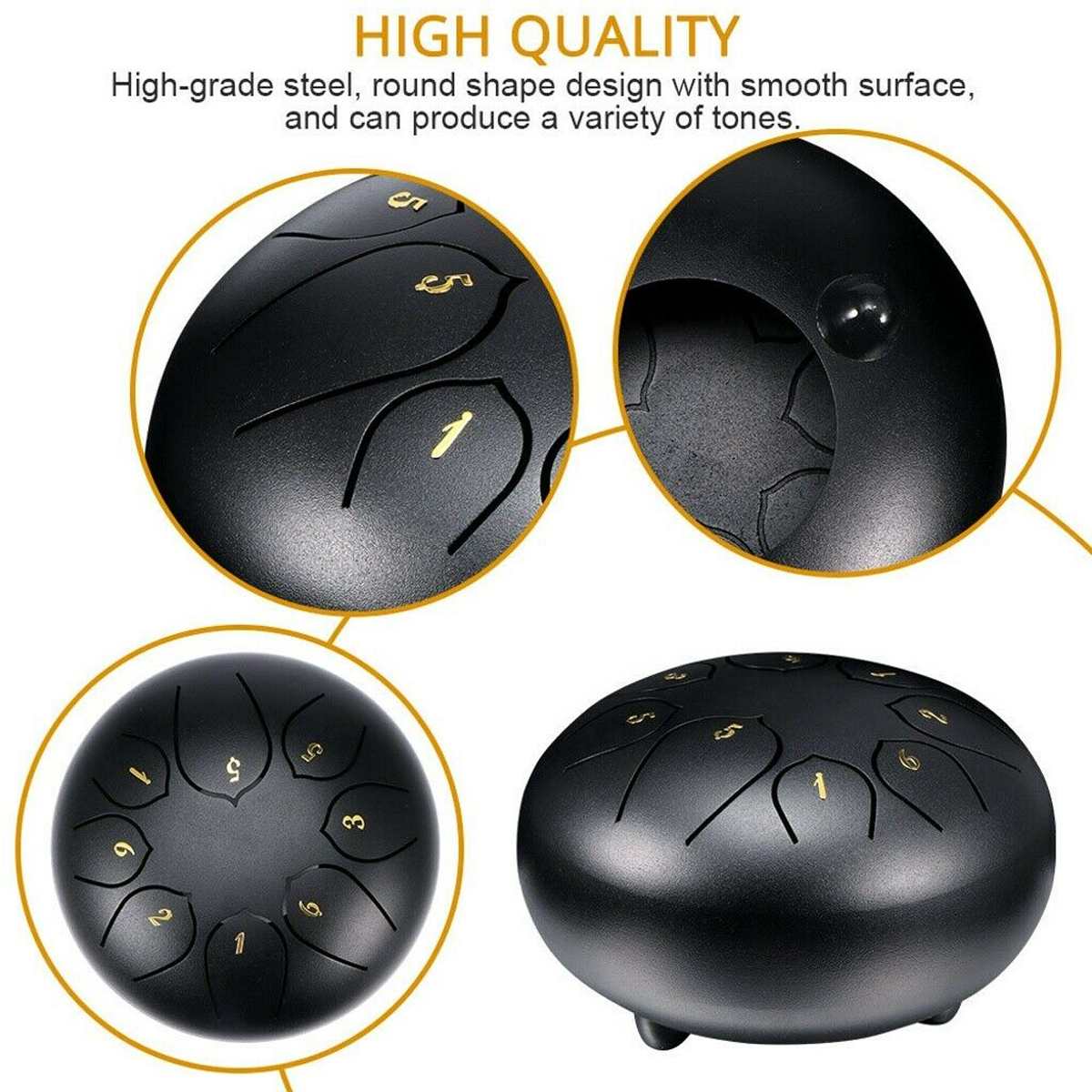 6 Inch 8 Tune Steel Hand Pan Drum Tank Drums With Drumsticks Carrying Bag Percussion Instruments Handpan Mallets Bag