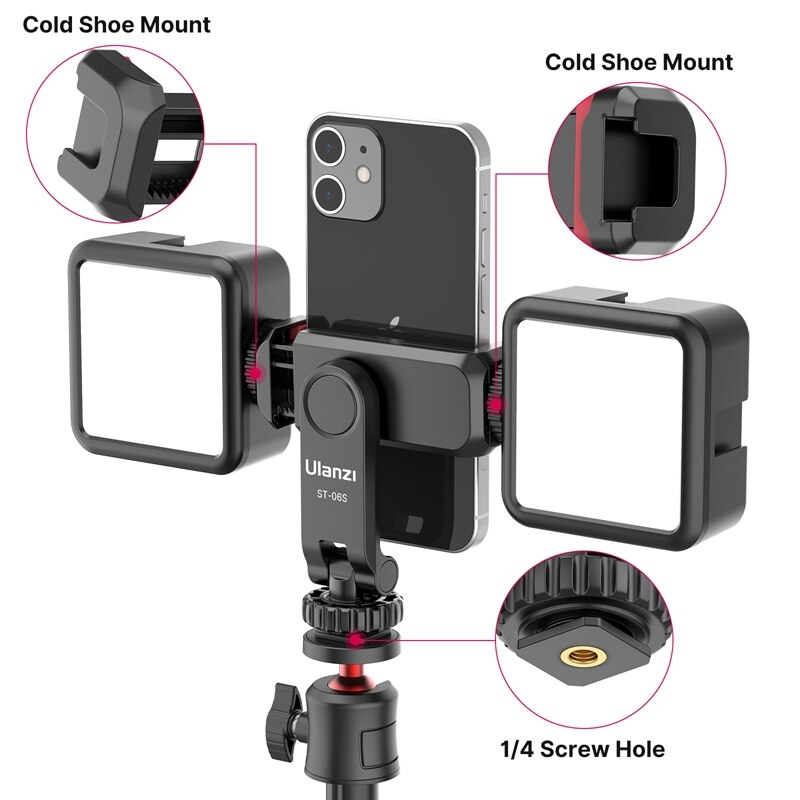 Ulanzi ST-06S 360 ° Draaibaar Telefoon Mount Houder Statief Met Koud Schoen Voor Mic Licht Telefoon Clip Voor Iphone 12 pro Max Smartphone