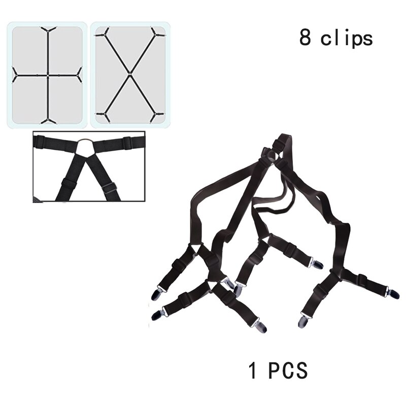 Attache de drap de lit élastique réglable, pince à matelas, housse de canapé, sangle fixe antidérapante, Kit de tondeuse Textile domestique: 8 Clips Black