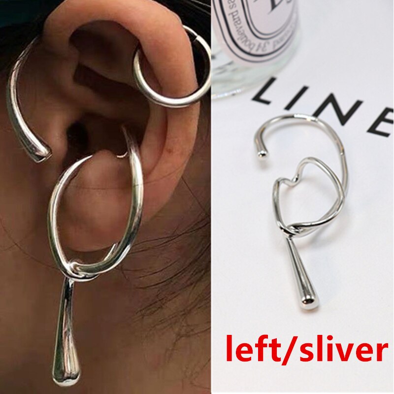 HUANZHI2020 Gold Metal Oor Manchet Oorbellen Zonder Piercing Geometrische Kraakbeen Oorbellen Voor Vrouwen Meisje Sieraden: 4 left sliver