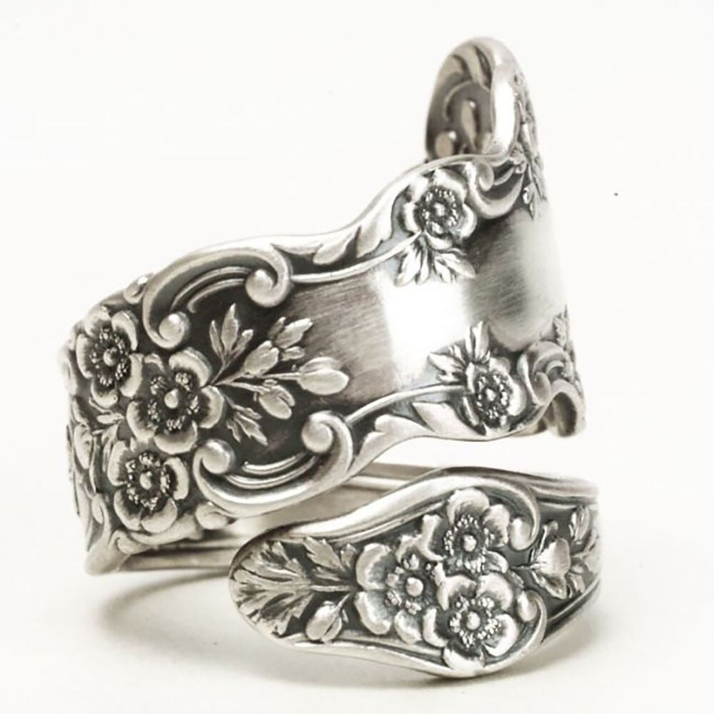 Jahrgang-Schmuck retro Carving Blume Ring Kreative Empfindliche Geschnitzte aufbringen Pflanzen Ring retro ErkläSprosse Ringe für Frauen